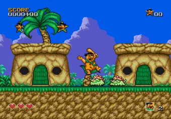 Infinite Health Cheat in Action The Flintstones SEGA Genesis gameplay with Infinite Health cheat activated