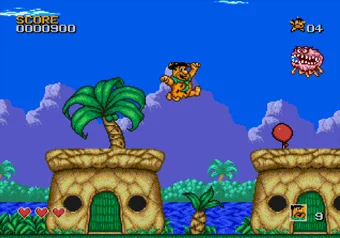 Infinite Lives Cheat Demonstration - 9 Lives Activated The Flintstones SEGA Genesis gameplay showing 9 lives with cheat activated