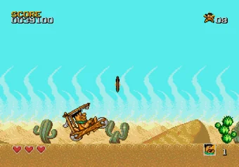 Level 3 — Desert Drive The Flintstones — Desert Drive level gameplay on SEGA Genesis/Mega Drive
