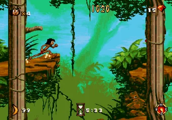 The Jungle Book level 1 gameplay on SEGA Genesis/Mega Drive