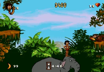 The Jungle Book level 3 gameplay on SEGA Genesis/Mega Drive
