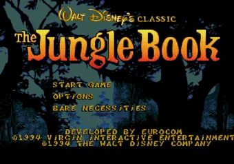 The Jungle Book title screen on SEGA Genesis/Mega Drive