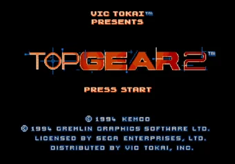 Title screen Top Gear 2 title screen on SEGA Genesis/Mega Drive