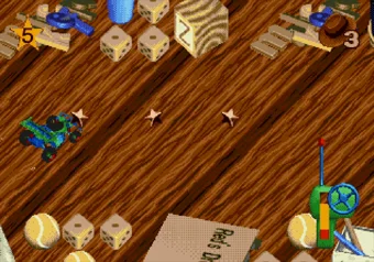 Woody driving the RC car in Toy Story on SEGA Genesis/Mega Drive