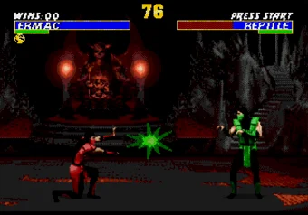 Ermac performing his Green Blast move in Ultimate Mortal Kombat 3