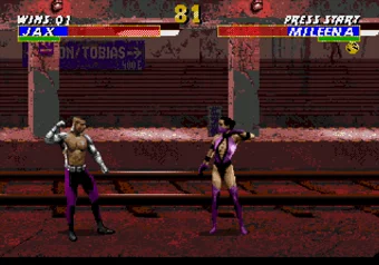 Jax vs Mileena in Ultimate Mortal Kombat 3 (SEGA Genesis)