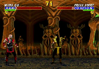 Kano vs Scorpion in Ultimate Mortal Kombat 3 (SEGA Genesis)