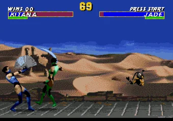 Kitana performing her Fan Lift move in Ultimate Mortal Kombat 3