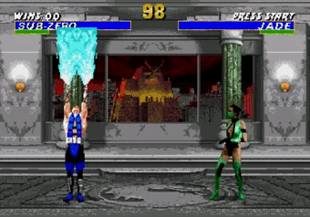 Sub-Zero performing his Ice Shower move in Ultimate Mortal Kombat 3