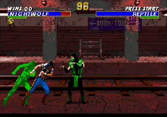 Nightwolf performing his Shadow Shoulder move in Ultimate Mortal Kombat 3
