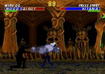 Noob Saibot performing his No Block Ball move in Ultimate Mortal Kombat 3