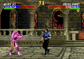 Sonya performing her Energy Rings move in Ultimate Mortal Kombat 3