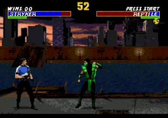 Stryker vs Reptile in Ultimate Mortal Kombat 3 (SEGA Genesis)