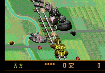 Vectorman — train form fighting the robot on the tracks in Metalhead