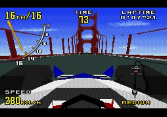 Bay Bridge track Virtua Racing — Bay Bridge track gameplay on SEGA Genesis/Mega Drive