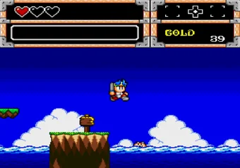Wonder Boy in Monster World — Shion crossing the Poseidon Sea on jellyfish