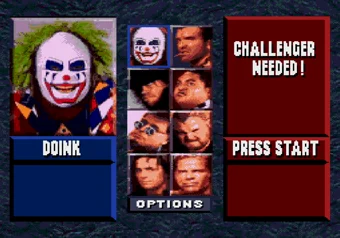 Character Select WWF WrestleMania: The Arcade Game character select screen on SEGA Genesis/Mega Drive