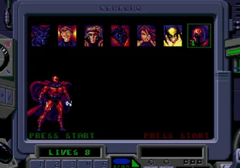 Character Select Screen Character Select screen in X-Men 2: Clone Wars on SEGA Genesis/Mega Drive